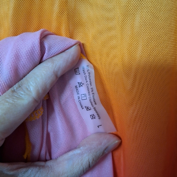 Womens Colorblock Ombre Yellow Orange Pink Cold Shoulder Tie Front Coverups - Picture 6 of 8